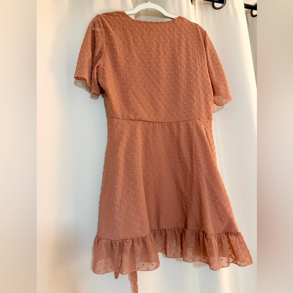 Tan Ruffle Mini Dress - Picture 2 of 3